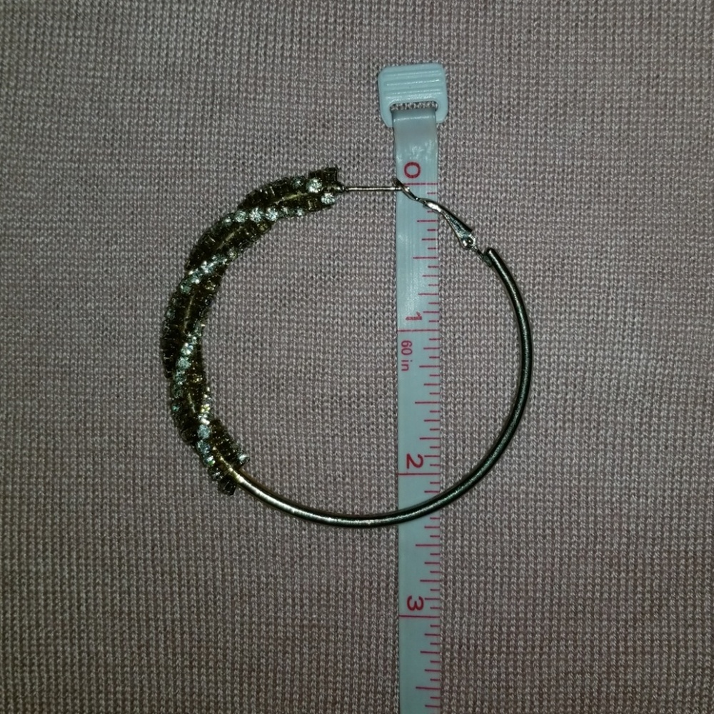 Large Rhinestone Hoop Earrings - Picture 4 of 4